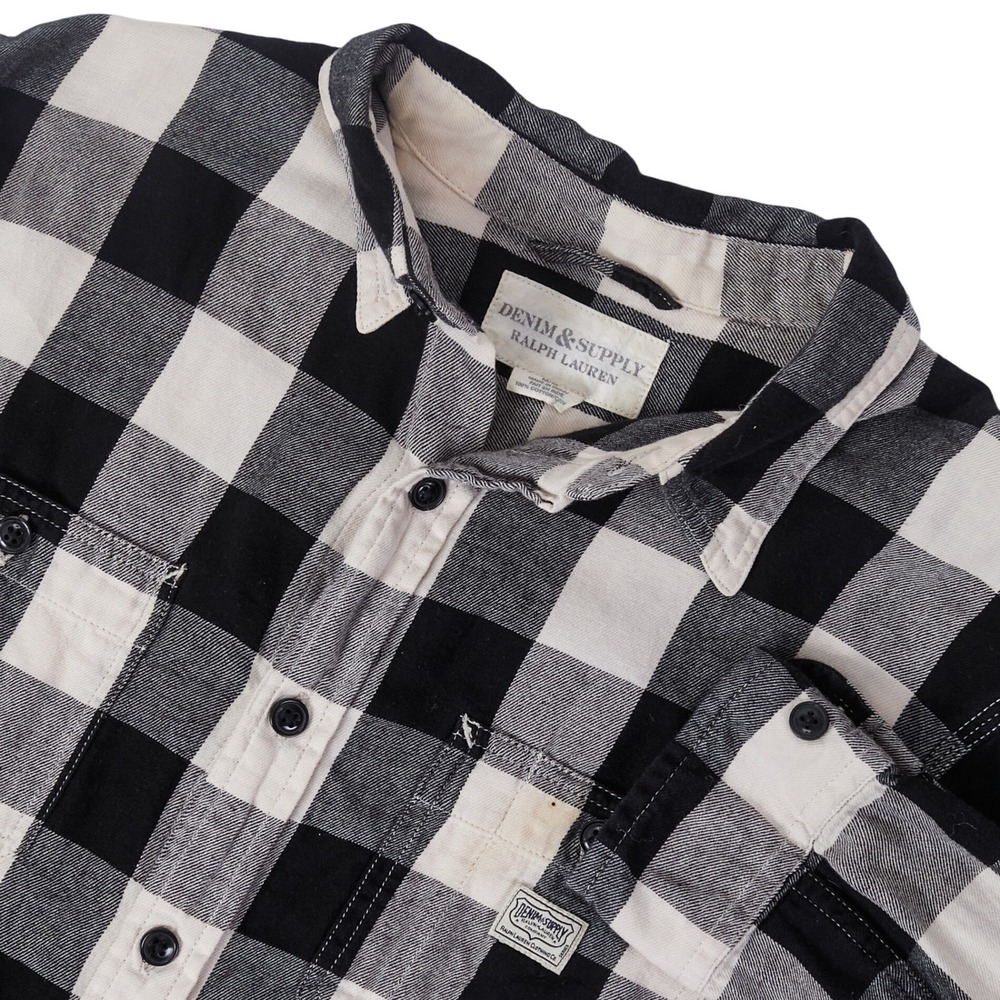 Denim & Supply RalphLauren Men's Black White Plaid Flannel Shirt‎ Size M Cotton